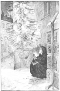 Das kleine Mädchen mit den Schwefelhölzern. Illustration von Hans Tegner