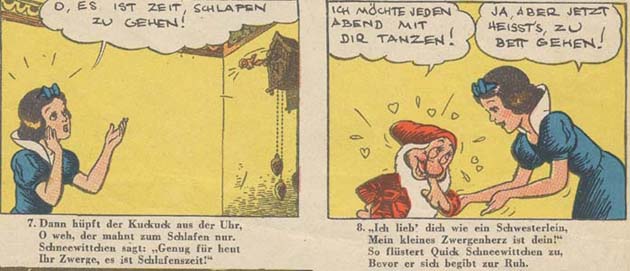 Schneewittchen und die sieben Zwerge: Diese Bilder erscheinen im Kiebitz-Heft Nr. 21/1938 / Quelle: Peter Lukasch
