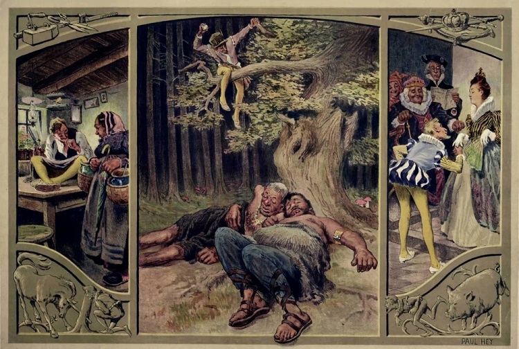 Das tapfere Schneiderlein (1904): Der Maler Paul Hey (1867–1952) illustrierte es / Quelle: Grimm-Bilder Wiki